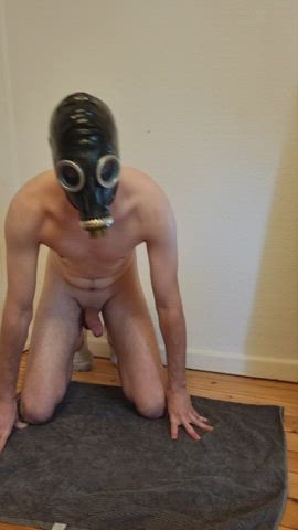 Intense ruined orgasm while wearing my latex gasmask 🖤