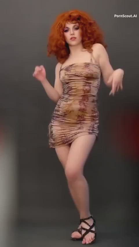 ai generated curvy dance dancer milf redhead gif