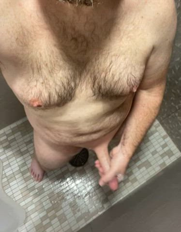 bwc jerk off male masturbation masturbating shaved shower gif
