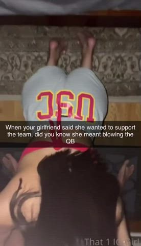 girlfriend has her own way of supporting the football team