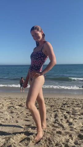ass beach bikini british celebrity redhead star gif