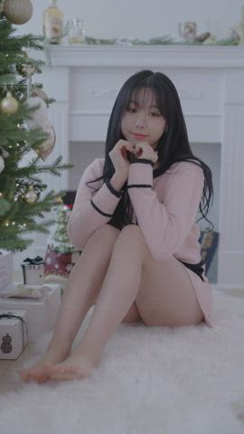asian babe christmas cute korean model smile gif