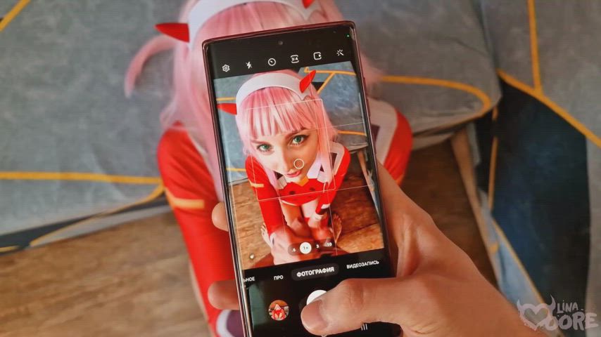 Lina as Zero Two. Put down that phone! - Source in comment