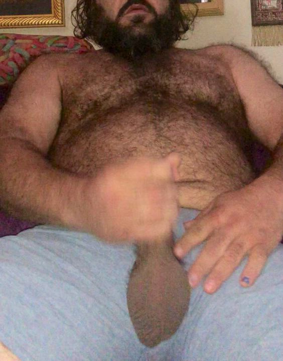 Hairy chubby dad stroking, y’all like ?