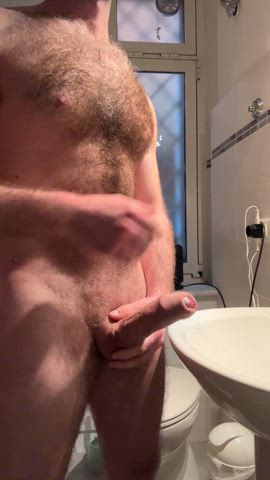 big dick cockslap hairy hairy armpits hairy chest monster cock massive-cock gif