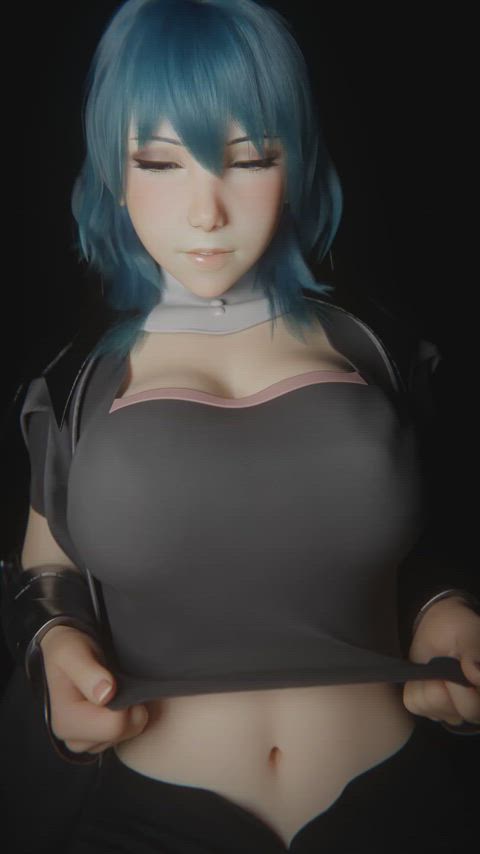 3d animation areolas big tits bouncing tits loop perky petite titty drop blue hair