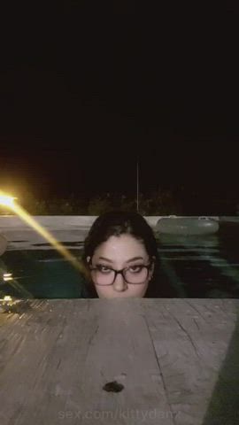 big tits glasses pool swimming pool gif