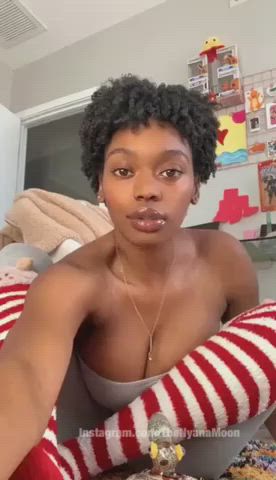 Big Tits Busty Ebony Flashing Slave gif