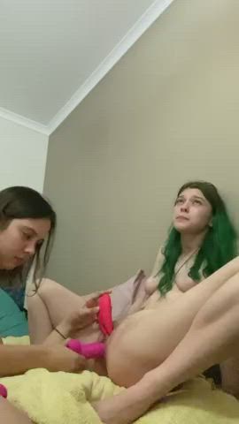 ass dildo lesbian pussy sister gif