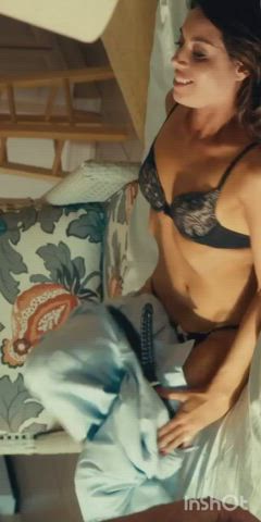 Aubrey Plaza Lingerie Riding Undressing gif