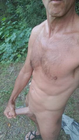 cock male masturbation nude outdoor gif
