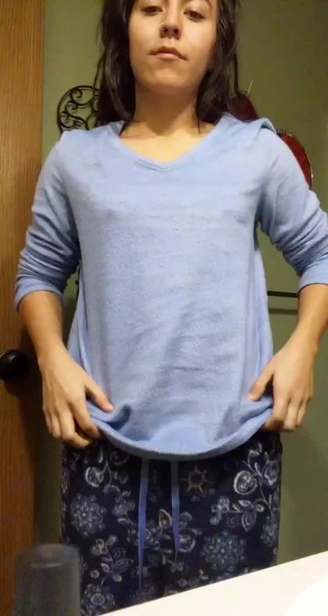 The tiniest pajama drop and jiggle. I'll never get tired of tittydrops. Watching