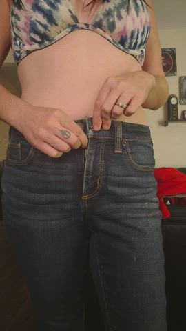 Ass Brunette Jeans Panties Strip Tease gif