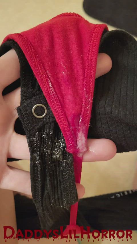 clothing creamy grool horny panties thong used wet wet pussy wet and messy gif