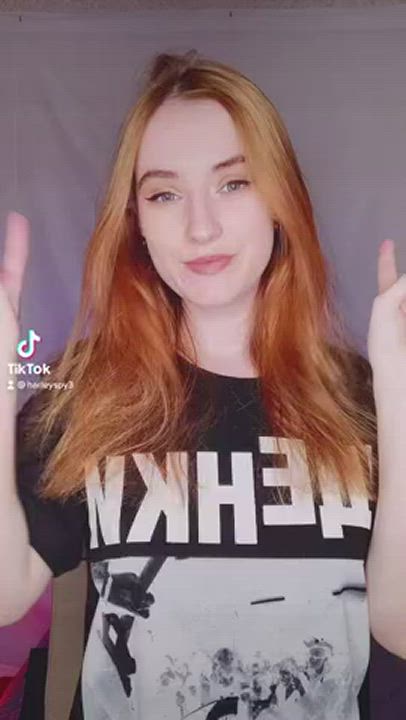 Amateur Natural Tits Pussy Redhead Teen TikTok gif