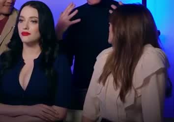 Elizabeth Olsen staring at Kat Dennings tits