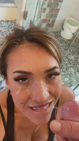 Mature asian is covered in cum