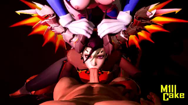 Devil Mercy Blowjob with D.Va Assist (M1llcake)