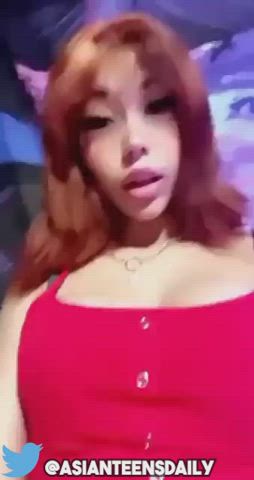 18 Years Old Amateur Asian Big Tits Busty Cute OnlyFans Teen TikTok Porn GIF by tiktoksluts