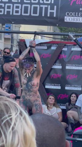 Nude inked performer punished at Folsom Street Fair 2022