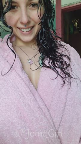 Me, in my new pink bathrobe (OC)
