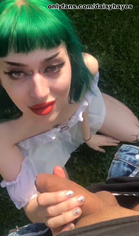 alt alternative amateur big dick blowjob goth green hair gif