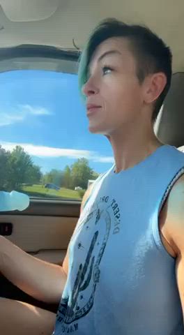 Sucking a dildo in traffic 44F