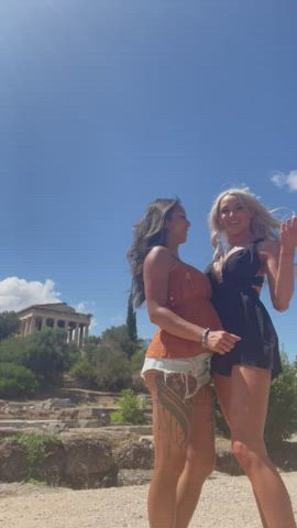We snuck away from our tour group to have some fun together in Acropolis