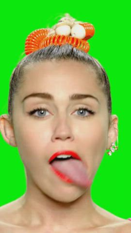 Cum Miley Cyrus Tongue Fetish gif