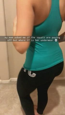 ass caption family flashing milf mature mom taboo yoga pants gif