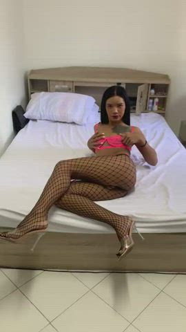 Asian Ass Ass Spread Cute Fishnet T-Girl Trans Trans Woman gif