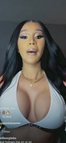 babe big tits cardi b lips tease gif