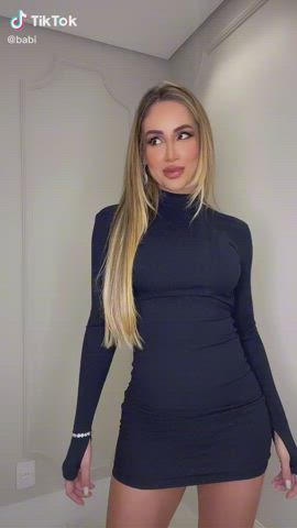 Blonde Body Brazilian Bubble Butt Dress Goddess Sensual Tease TikTok gif