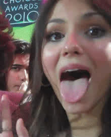 celebrity long tongue victoria justice gif