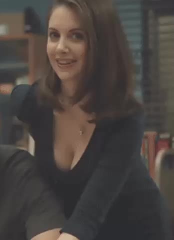 Alison Brie making sure her tits are in the shot.