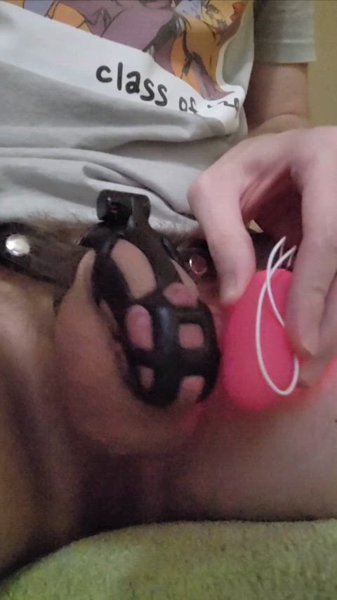 chastity cum cumshot hands free hands-free trans vibrator gif