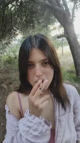 Girlfriend smoking weed and sucking dick in public