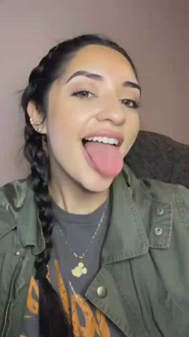 Cute Latina Tongue Fetish gif