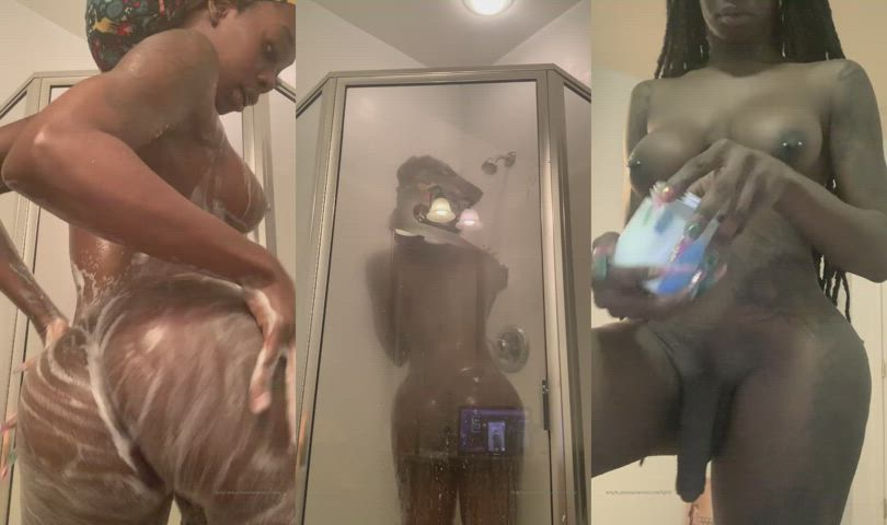 big ass big tits bubble butt ebony girl dick shower thick trans trans woman gif