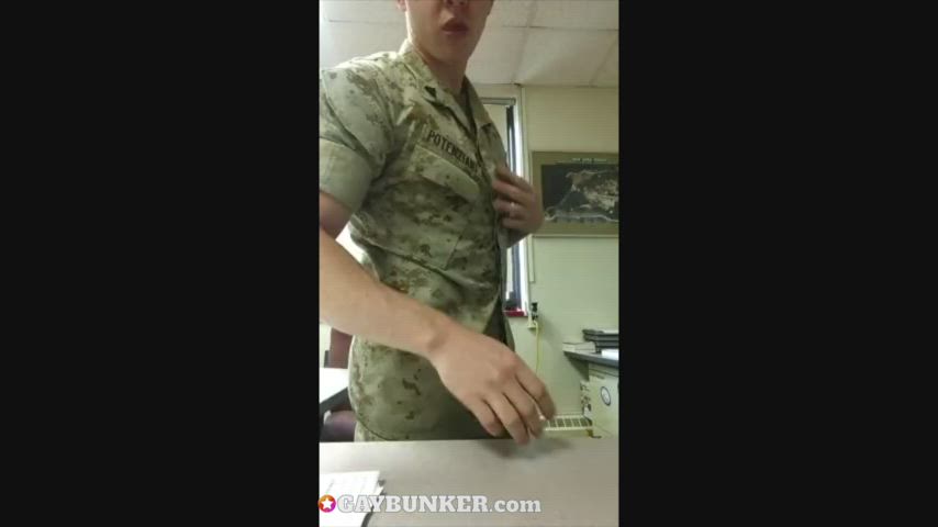 masturbating military uniform gif