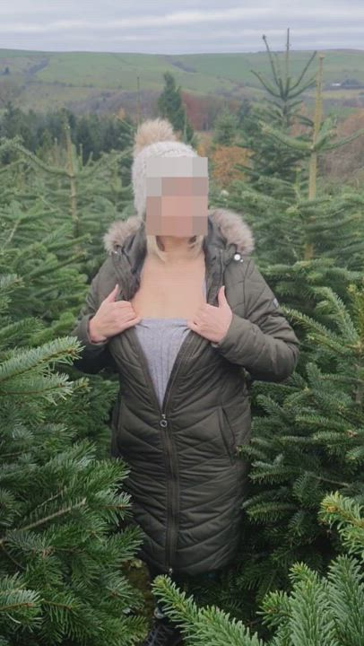 (f) Seasonal flashing fun at the Christmas tree farm