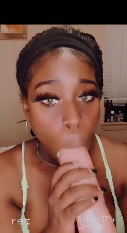 Blowjob Dildo Ebony Natural Tits Teen gif