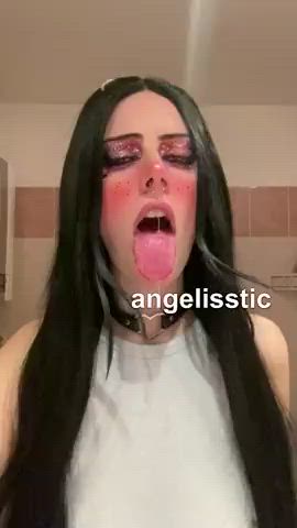 ahegao long tongue moaning spit tongue fetish gif