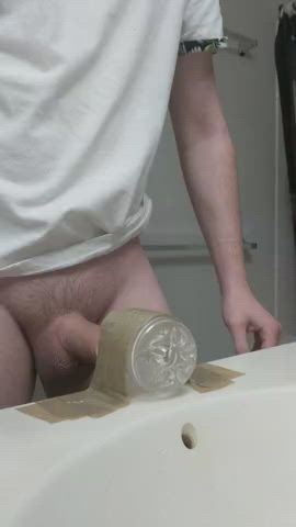 Bathroom Dildo Huge Dildo Male Masturbation Sex Toy gif