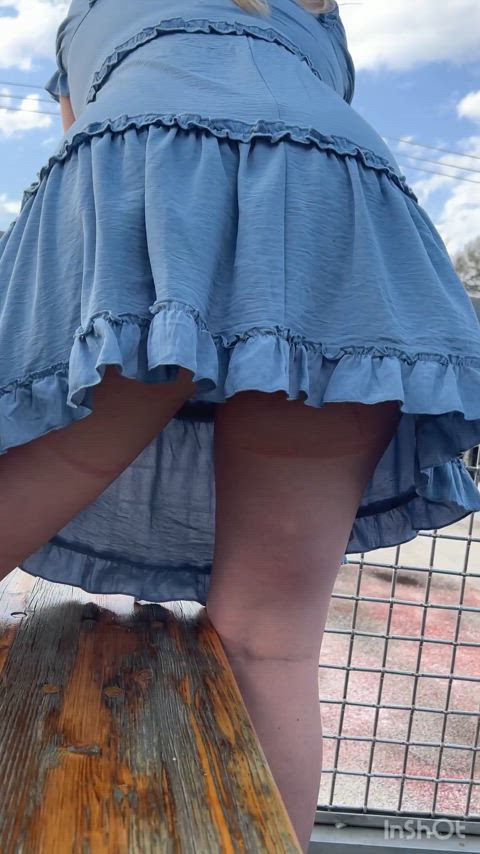 Just what’s under my skirt on a rooftop