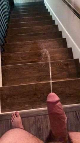 Pissing down the stairs