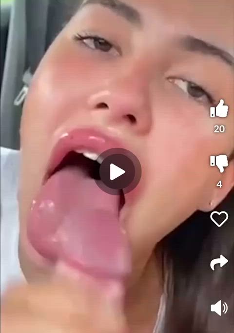 blowjob cum in mouth cumshot fake lips handjob white girl gif