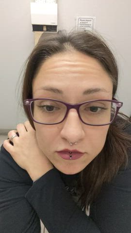 amateur glasses lipstick petite sfw gif