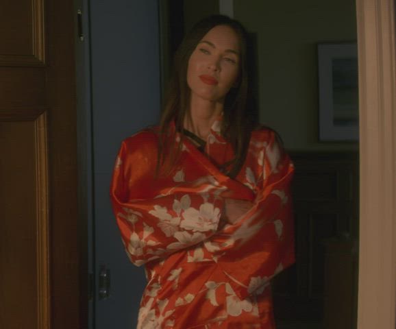 American Blue Eyes Celebrity Lingerie Megan Fox Robe Softcore gif