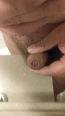 Starting to get my uncut cock wet